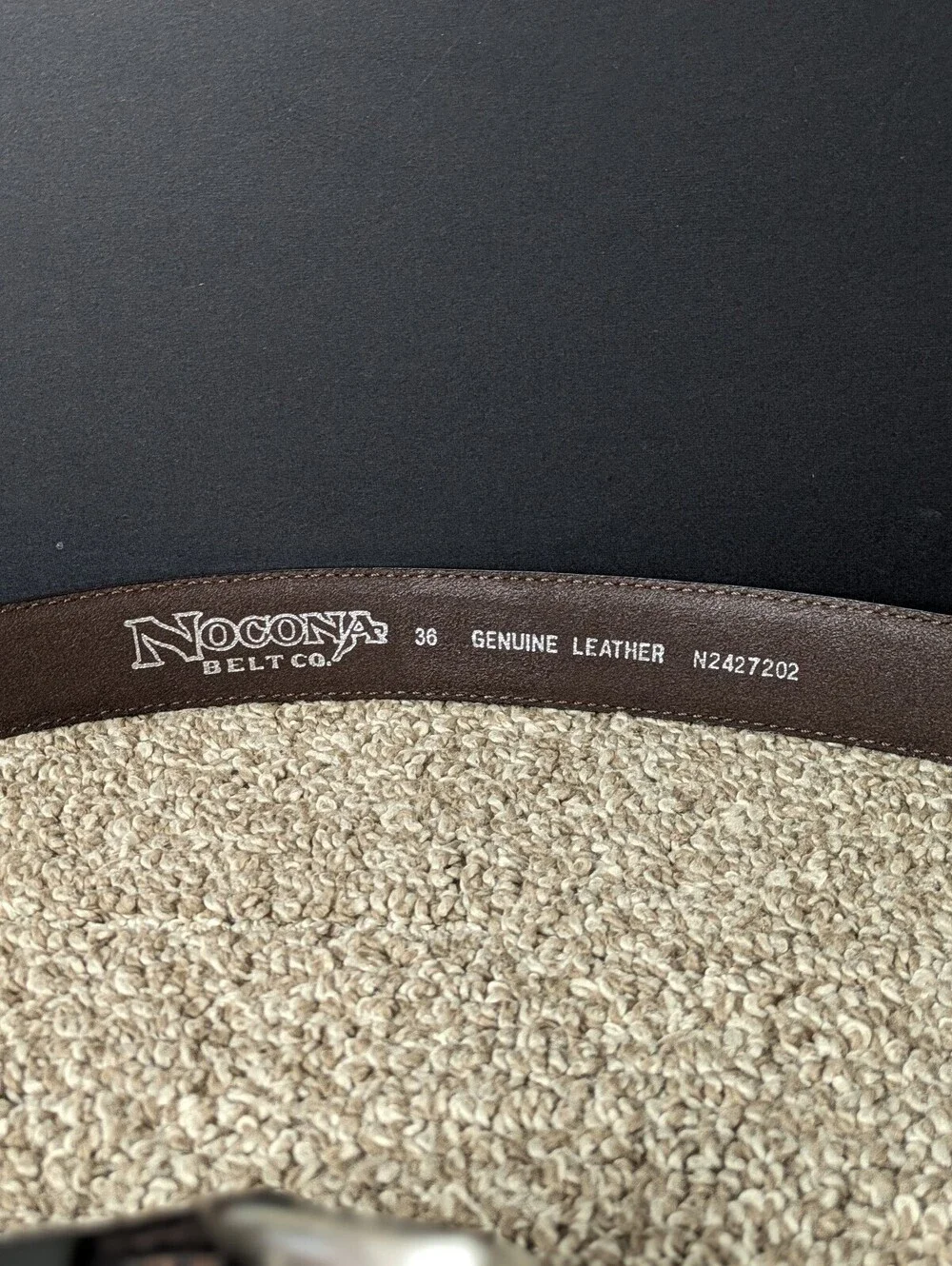 Nocona Western Belt Brown Genuine Leather Silver Hardware Size 36